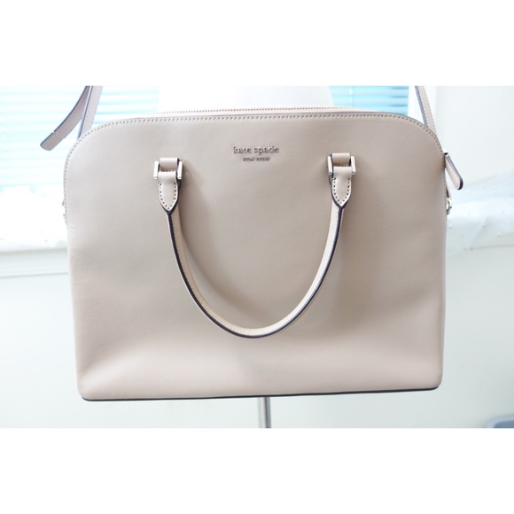 Kate Spade Beige Brown Saffiano Laptop Leather Bag - Picture 8 of 10